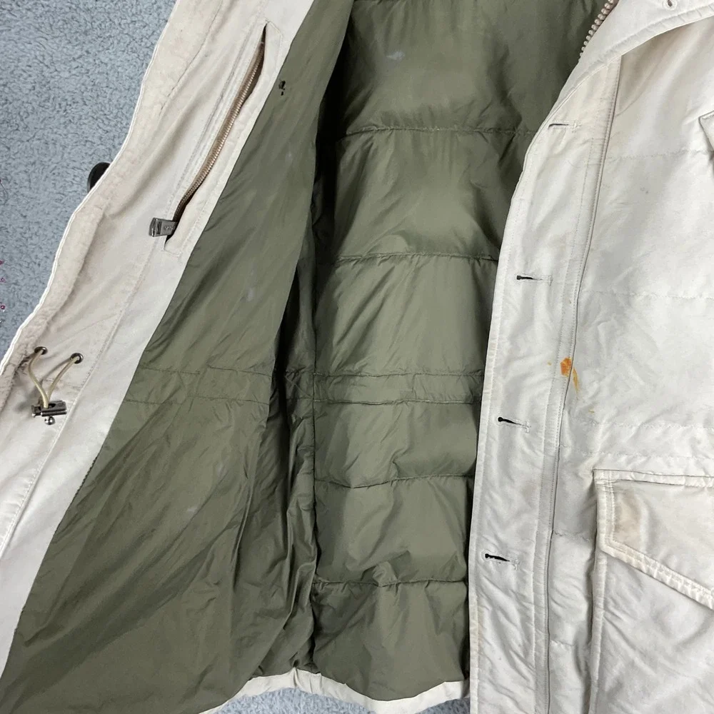 Polo Ralph Lauren Puffer Parka Mens XL‎ White Fair Stained Down Winter Jacket